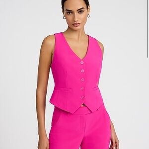 BRAND NEW Express Editor Studio Stretch Twill 5 Button Blazer Vest